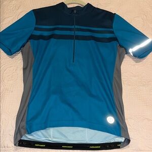 Novara MED 1/2 zip short sleeve reflective biking jersey blue rear pockets EUC